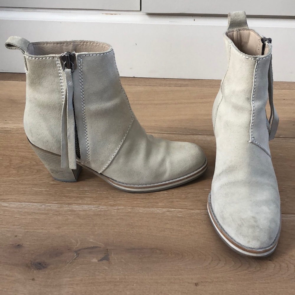 ACNE cream suede booties size 38